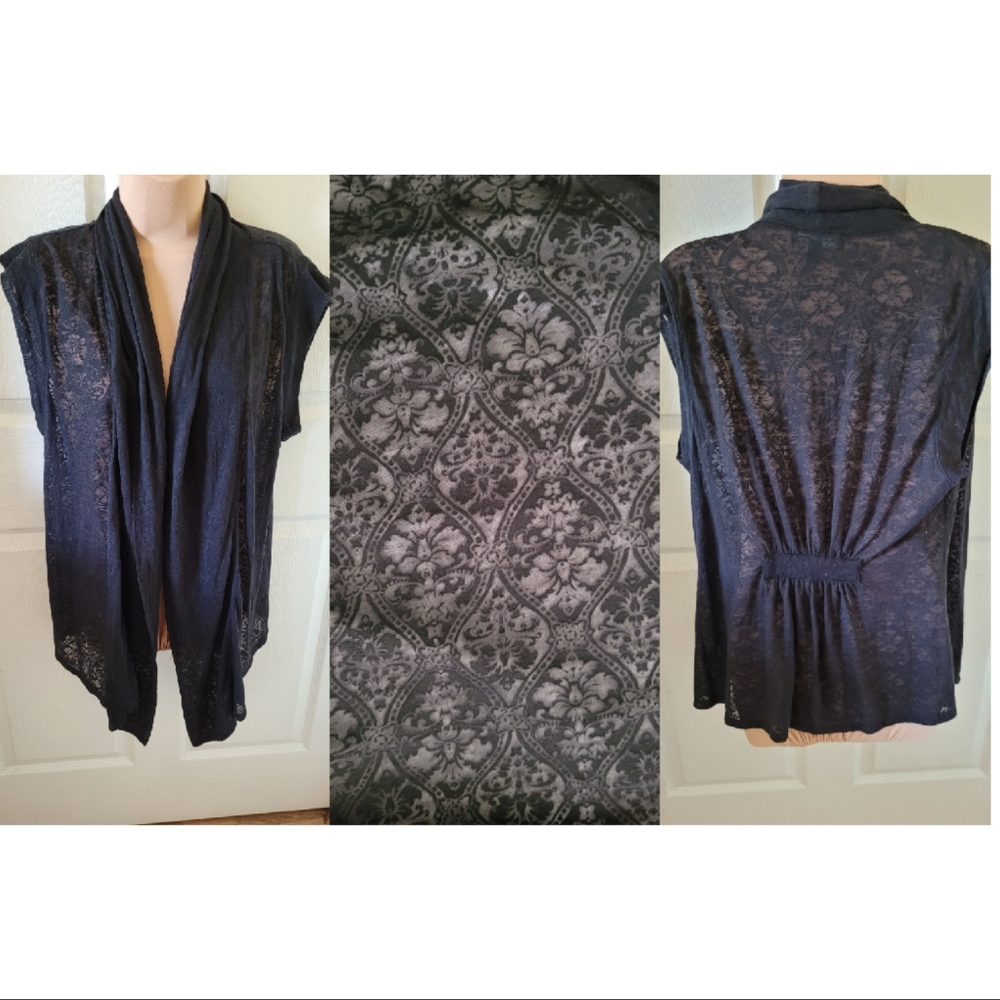Mercer and Madison lacey black long vest/topper